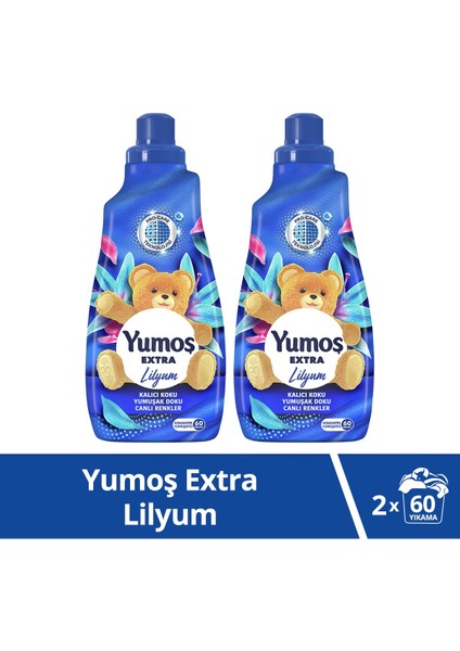 Extra Lilyum Yumoş Konsantre Çamaşır Yumuşatıcı 1440 ml 60 Yıkama X2