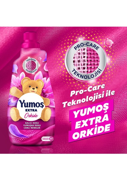 Extra Orkide Yumoş Konsantre Çamaşır Yumuşatıcı 1440 ml 60 Yıkama X2