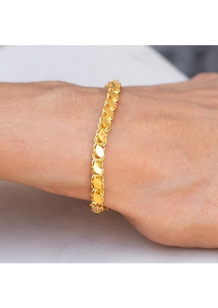 14 Ayar Altın Pullu Parlak Bileklik Sarı 3 mm