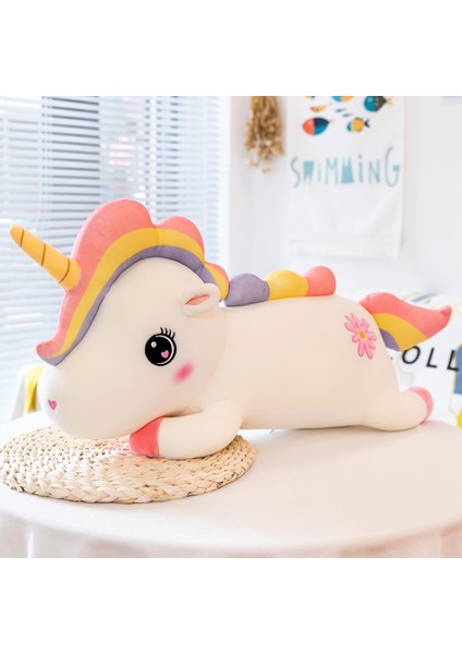 80CM Sevimli Tek Boynuzlu Bebek Uyku Yastığı Bebek Kız Süper Sevimli Peluş Oyuncak Bez Bebek Kız Yatak Yastık (Yurt Dışından)