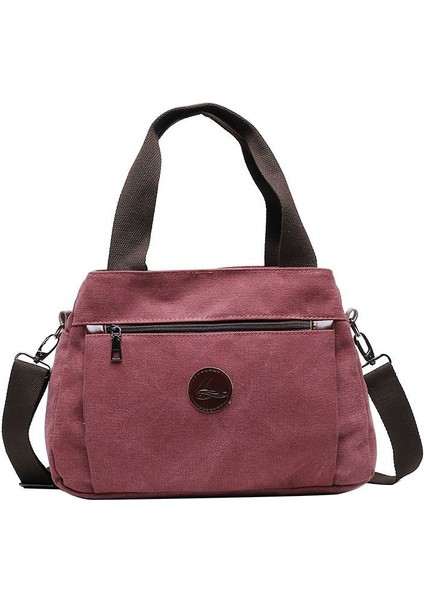 Büyük Kapasiteli Rahat Çanta Düz Renk Retro Rahat Basit Omuz Çantası Crossbody Çanta (Yurt Dışından)