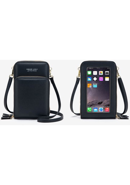 Deri Cep Telefonu Çantası Büyük Kapasiteli Dokunmatik Ekran Bozuk Para Cüzdanı Kadın Crossbody Çanta (Yurt Dışından)