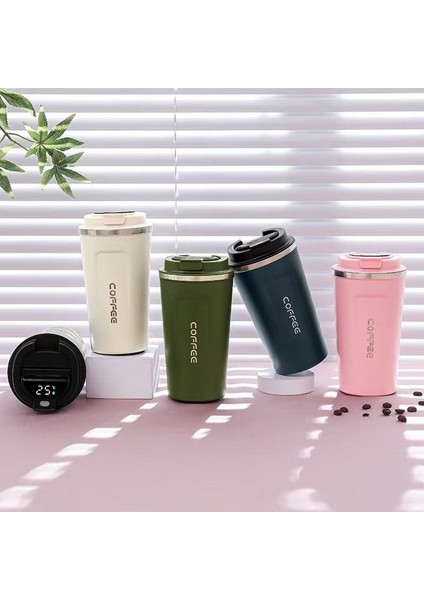 Yeni 304 Paslanmaz Çelik Kahve Fincanı Çift Katmanlı Vakum Termos Taşınabilir Araba Su Bardağı Eşlik Eden Bardak 510 ml (Yurt Dışından)