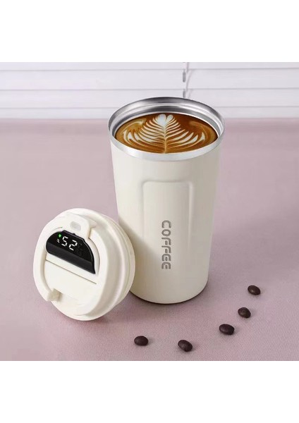 Yeni 304 Paslanmaz Çelik Kahve Fincanı Çift Katmanlı Vakum Termos Taşınabilir Araba Su Bardağı Eşlik Eden Bardak 510 ml (Yurt Dışından)