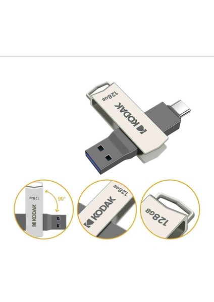 128Gb.K273 Type-C ve USB 3.2 Type-C Girişli Tüm Cihazlara İphone 15 Serisine Uygun Yüksek Hızlı Usb Otg Flash Bellek Çift Giriş Metal Sağlam Orjinal