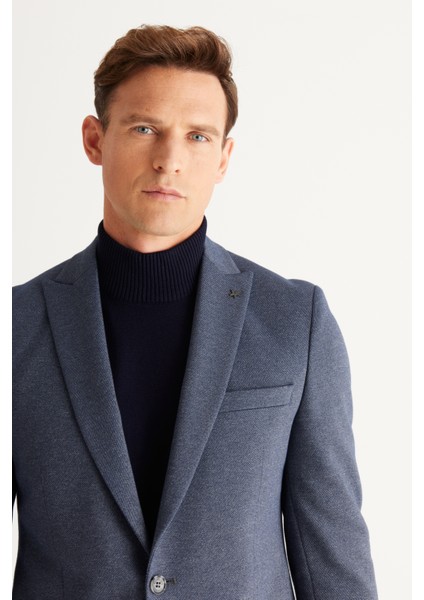 ALTINYILDIZ CLASSICS Erkek Lacivert-Gri Slim Fit Dar Kesim Kırlangıç Yaka Desenli Takım Elbise fiyatları