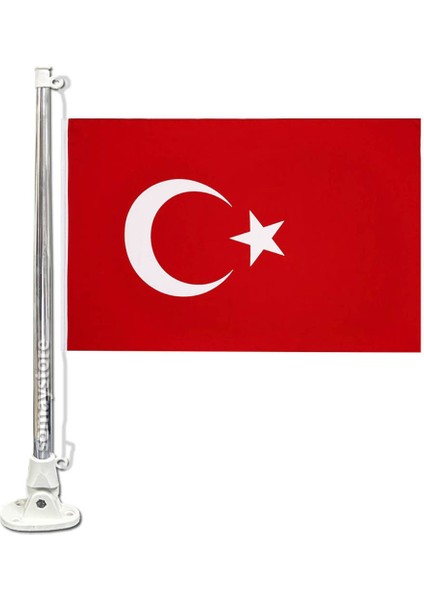 Tekne Katlanır Işıksız Bayrak Direği 55cm Direkli 30x45cm Bayraklı