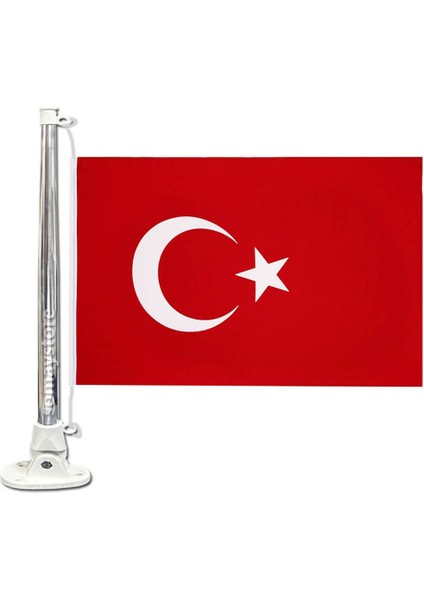 Tekne Katlanır Işıksız Bayrak Direği 33cm Direkli 20x30cm Bayraklı