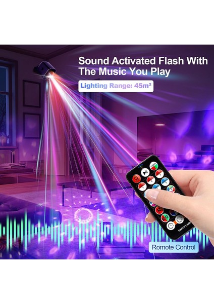 Mini Dj Parti Işıkları Kapalı Ev Partisi Bar Için Uzaktan Kumandalı Ktv Dans Doğum Günü Cadılar Bayramı Noel 32 Rgb Desenleri (Yurt Dışından)