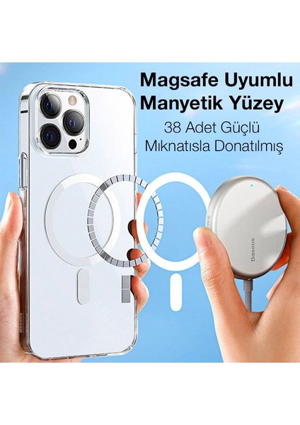iPhone 13 Pro Max Magsafe Silikon Kılıf ve Kırılmaz Ekran Koruyucu Seti, Sararmaz, Darbe Emici Kılıf modelleri