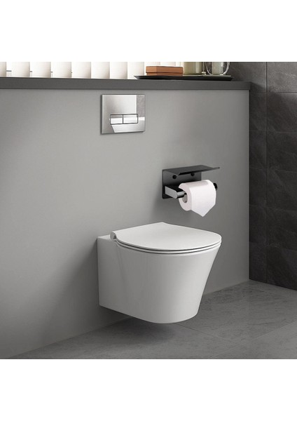 Banyo Duvara Monte Tuvalet Kağıdı Tutucu Telefon Tutucu Depolama Doku Tutucu Raf Organizatörlü (Yurt Dışından)