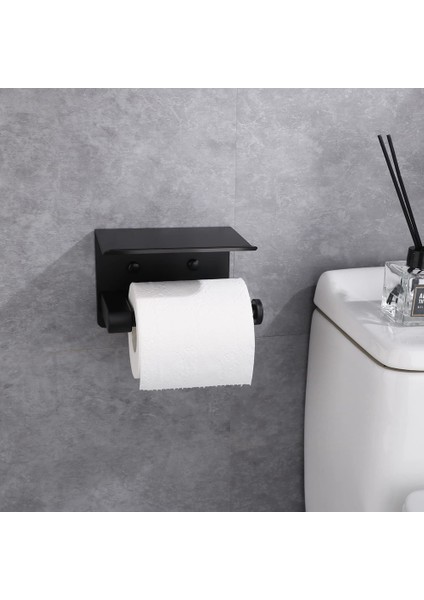 Banyo Duvara Monte Tuvalet Kağıdı Tutucu Telefon Tutucu Depolama Doku Tutucu Raf Organizatörlü (Yurt Dışından)