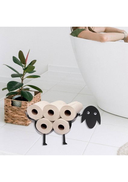 Yenilik Siyah Koyun Tutucu Banyo Süs Serbest Daimi Metal Kağıt Havluluk (Yurt Dışından)