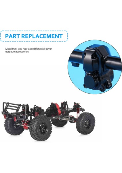 1/24 Rc Paletli Araba Eksenel SCX24 90081 AXI00002 Parçaları Metal Ön ve Arka Aks Kapağı Yükseltme Aksesuarları (Yurt Dışından)