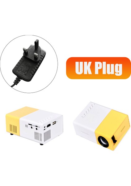 Okul Sezonu Çok Fonksiyonlu Sınıf Mini Projektör LED Mini Kablosuz 1080P Hd Projektör, Ingiltere Fişli, Sarı-Beyaz (Yurt Dışından) indirimleri