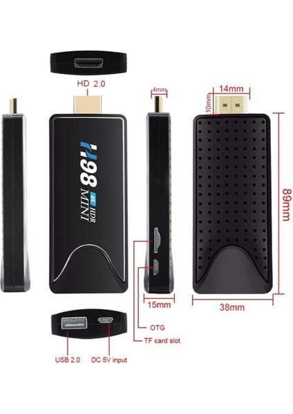 H98 Mini Tv Çubuk Mini Pc 2g + 16G 4K 3D Allwinner H313 Android 10 Akıllı Tv Kutusu 2.4g 5.8g Wıfı Medya Oynatıcılar Televizyon Kilidi Ab Tak (Yurt Dışından)