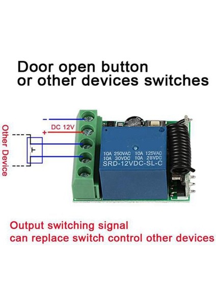 433 Mhz Rf Kablosuz Anahtar Alıcı Dc 12 V Tek Röle Alıcı Modülü, 2 Uzaktan Verici ile (Yurt Dışından)