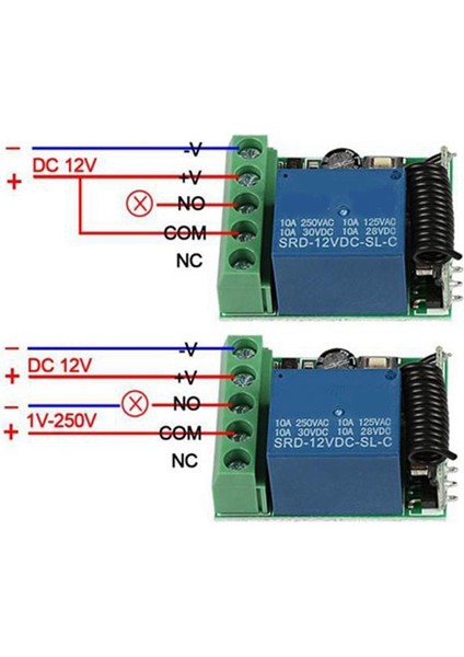 433 Mhz Rf Kablosuz Anahtar Alıcı Dc 12 V Tek Röle Alıcı Modülü, 2 Uzaktan Verici ile (Yurt Dışından)