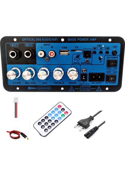Bluetooth Amplifikatör Kurulu Bt5.0 Yüksek Güçlü Bas Amplifikatör Optik Ses Girişi Karaoke Ses Anakart (Ab Tak) (Yurt Dışından)