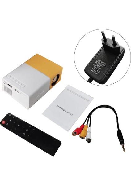 Okul Sezonu Çok Fonksiyonlu Sınıf Mini Projektör LED Mini Kablosuz 1080P Hd Projektör, Ab Fişli, Sarı-Beyaz (Yurt Dışından)