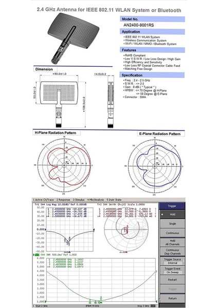 2.4g Wıfı Anten 8dbi Yönlü Panel Hava Radar Şekli Rp Sma Erkek Konnektör Kablosuz Yönlendirici Sinyal Güçlendirici (A) (Yurt Dışından)