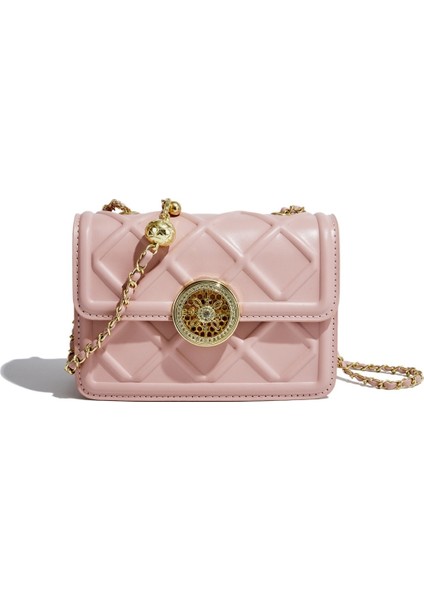 Kızlar Küçük Kare Çanta Nefis Kilit Eşkenar Dörtgen Zincir Messenger Çanta (Yurt Dışından)