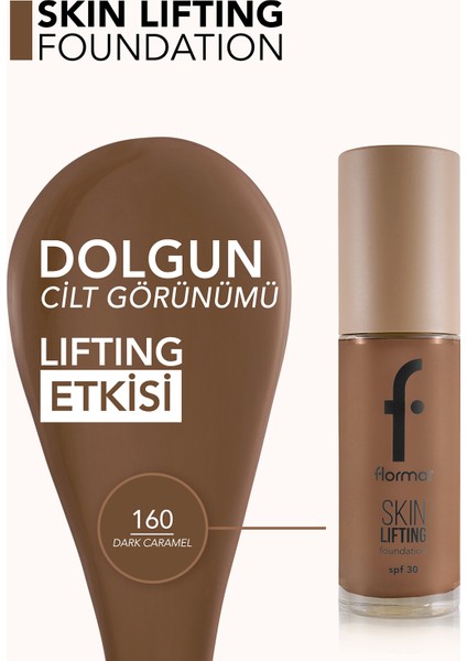Skin Lifting Doğal Görünüm Veren Sıkılaştırıcı Etkili Fondöten (160 Dark Caramel) 8682536059831 fırsatları