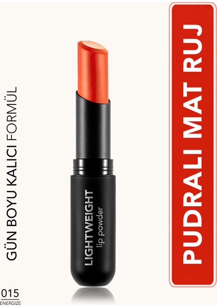 Lightweight Lip Powder Ultra Hafif Nemlendirici Stick Mat Ruj (015 Energize) 8682536061926