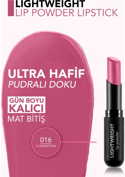 Lightweight Lip Powder Ultra Hafif Nemlendirici Stick Mat Ruj (016 Flormar Pink) 8682536061940 fırsatları
