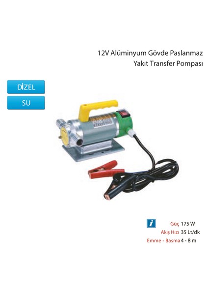 MTTP40B12 12V Alüminyum Gövde Paslanmaz Yakıt Transfer Pompası