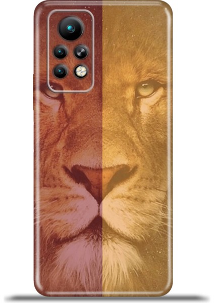 Infinix Note 11 Pro Kılıf Esnek Silikon Kamera Koruma 4K Desenli Özel Tasarım - Sarı Kırmızı Aslan