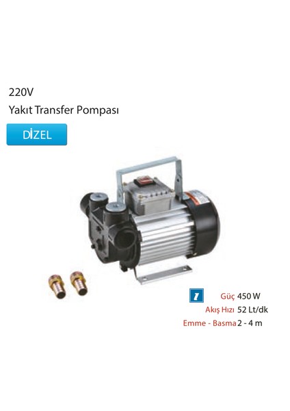 MTTP60TAC 220V Yakıt Transfer Pompası Manuel Stop