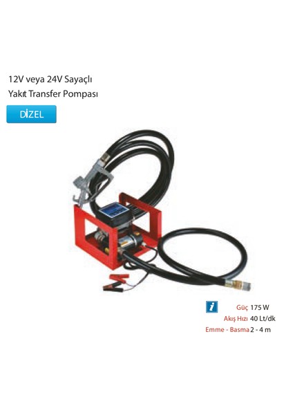 MTTP40Z12A 12V Sayaçlı Transfer Pompası Otomatik Stop