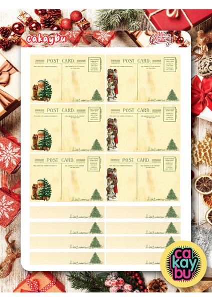 Merry Christmass Sticker Set A4 Boyutunda 1 Sayfa