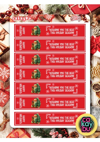 Merry Christmass Sticker Set A4 Boyutunda 1 Sayfa