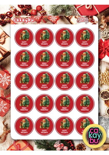Merry Christmass Sticker Set A4 Boyutunda 1 Sayfa