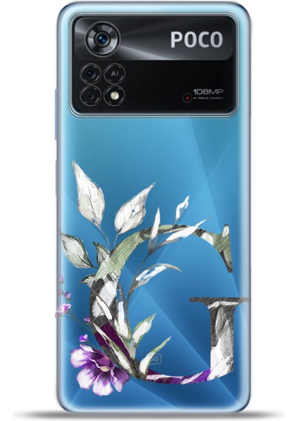 Xiaomi Poco X4 Pro Kılıf Esnek Silikon Kamera Koruma Kişiye Özel Harfler Flora - G Harfi