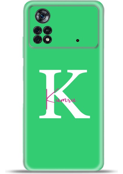 Xiaomi Poco X4 Pro Kılıf Silikon Esnek Kamera Koruma Kişiye Özel Isim Harf Zao Yeşil - K