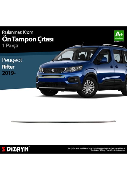 Peugeot Rifter Krom Ön Tampon Çıtası 1 Prç. 2019-2023