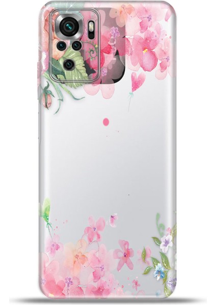 Xiaomi Poco M5S Kılıf Esnek Silikon Kamera Koruma 4K Desenli Özel Tasarım - Suluboya Çiçek