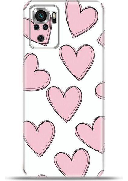 Xiaomi Poco M5S Kılıf Esnek Silikon Kamera Koruma 4K Desenli Özel Tasarım -Pembeçizgilikalpler