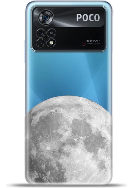 Xiaomi Poco X4 Pro Kılıf Esnek Silikon Kamera Koruma 4K Desenli Özel Tasarım - Moon Crater