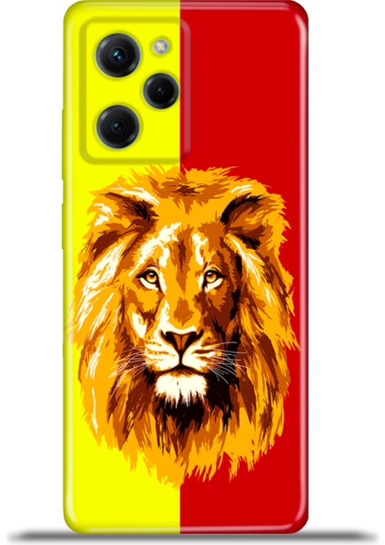 Xiaomi Poco X5 Pro Kılıf Esnek Silikon 4K Desenli Özel Tasarım - Sarı Kırmızı Parçalıaslan