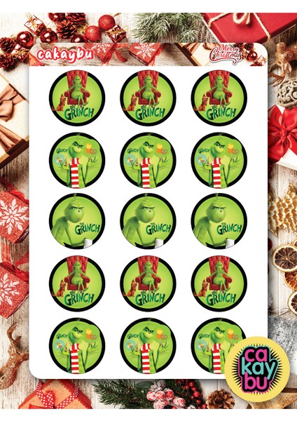 Merry Christmass Grinch Sticker Set A4 Boyutunda 1 Sayfa