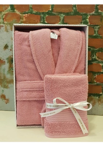 Trendy Şalyaka Bornoz + Baş Havlusu K.pembe S/m Beden
