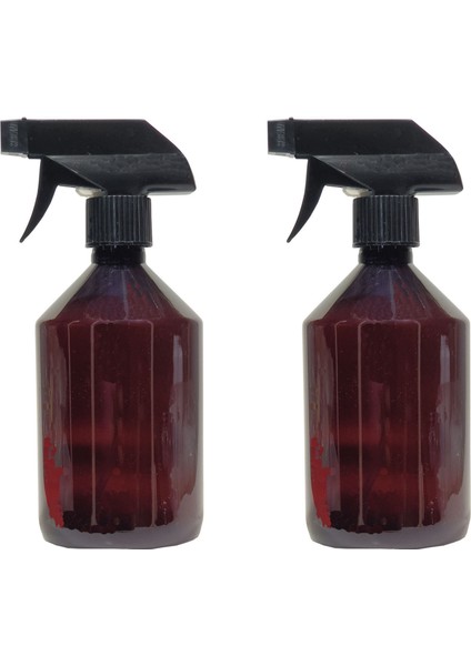 2 Li Amber Cam Görünümlü Plastik Spreyli Boş Sıvı Sabun - Bulaşık Deterjanı Şişesi 500 Ml