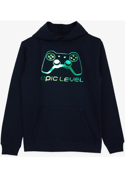Erkek Çocuk Sweatshirt Oyun Konsolu Baskılı 9-15 Yaş, Lacivert