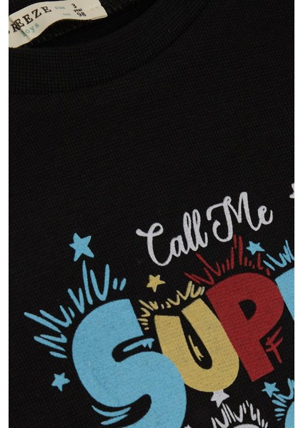 Girls & Boys Erkek Çocuk Uzun Kollu Tişört Yazı Baskılı 1-4 Yaş, Siyah modelleri