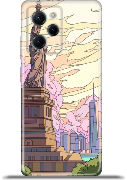 Xiaomi Poco X5 Pro Kılıf Esnek Silikon Kamera Koruma 4K Desenli Özel Tasarım - Liberty Statue