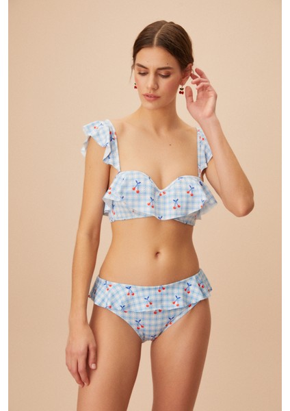 Fırfırlı Desenli Bikini Alt